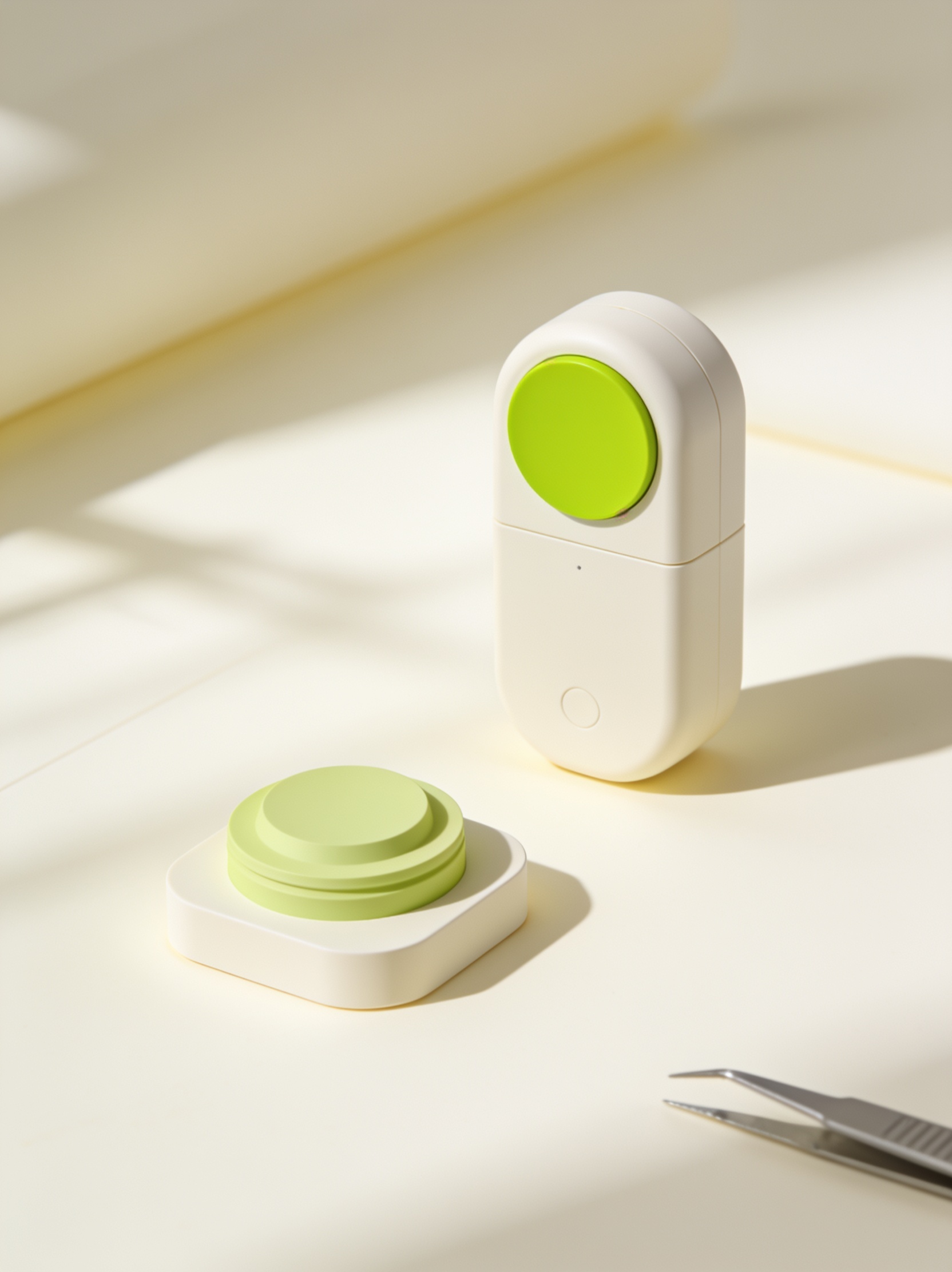 Product prototype and 3D sample being reviewed under studio light
