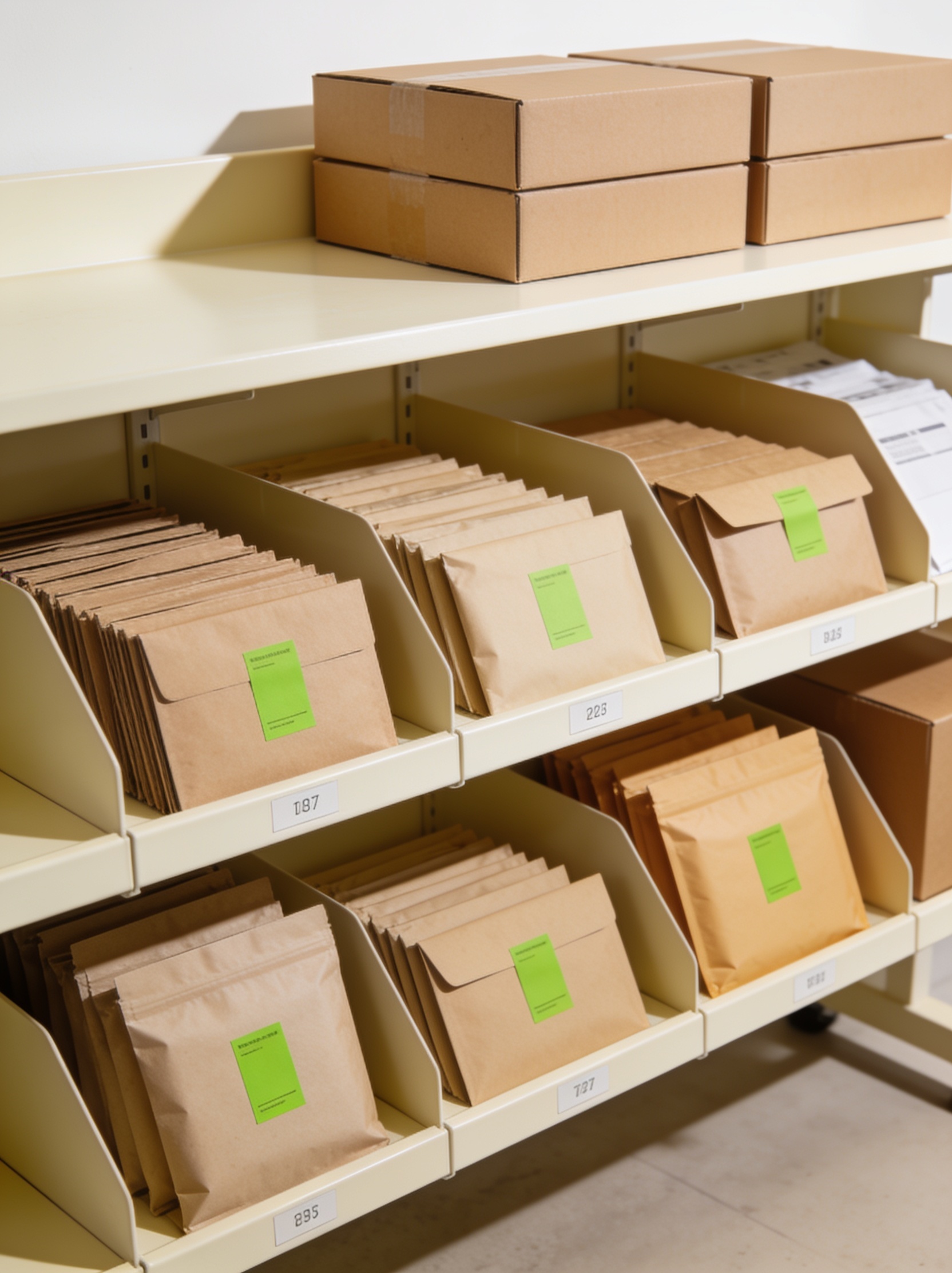 Parcels sorted by carrier and destination ready for cross-border delivery